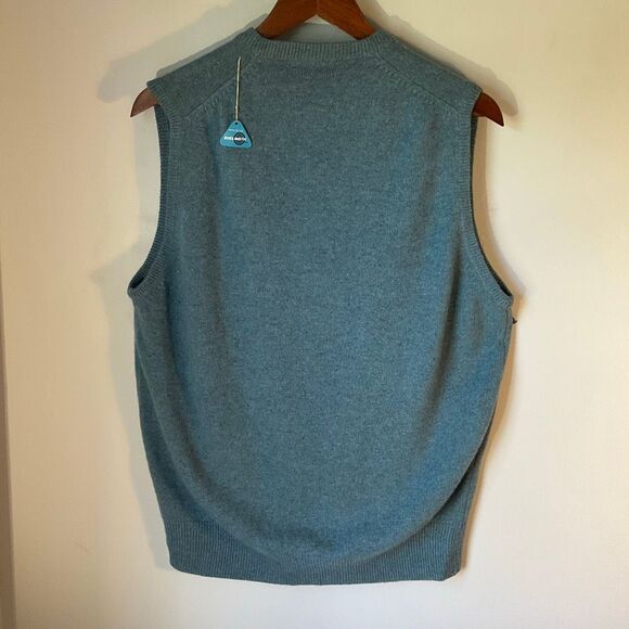 Vintage Deadstock 100% Lambs Wool Vest by Revere. Turquoise. Large. Magnificent! - Picture 10 of 13